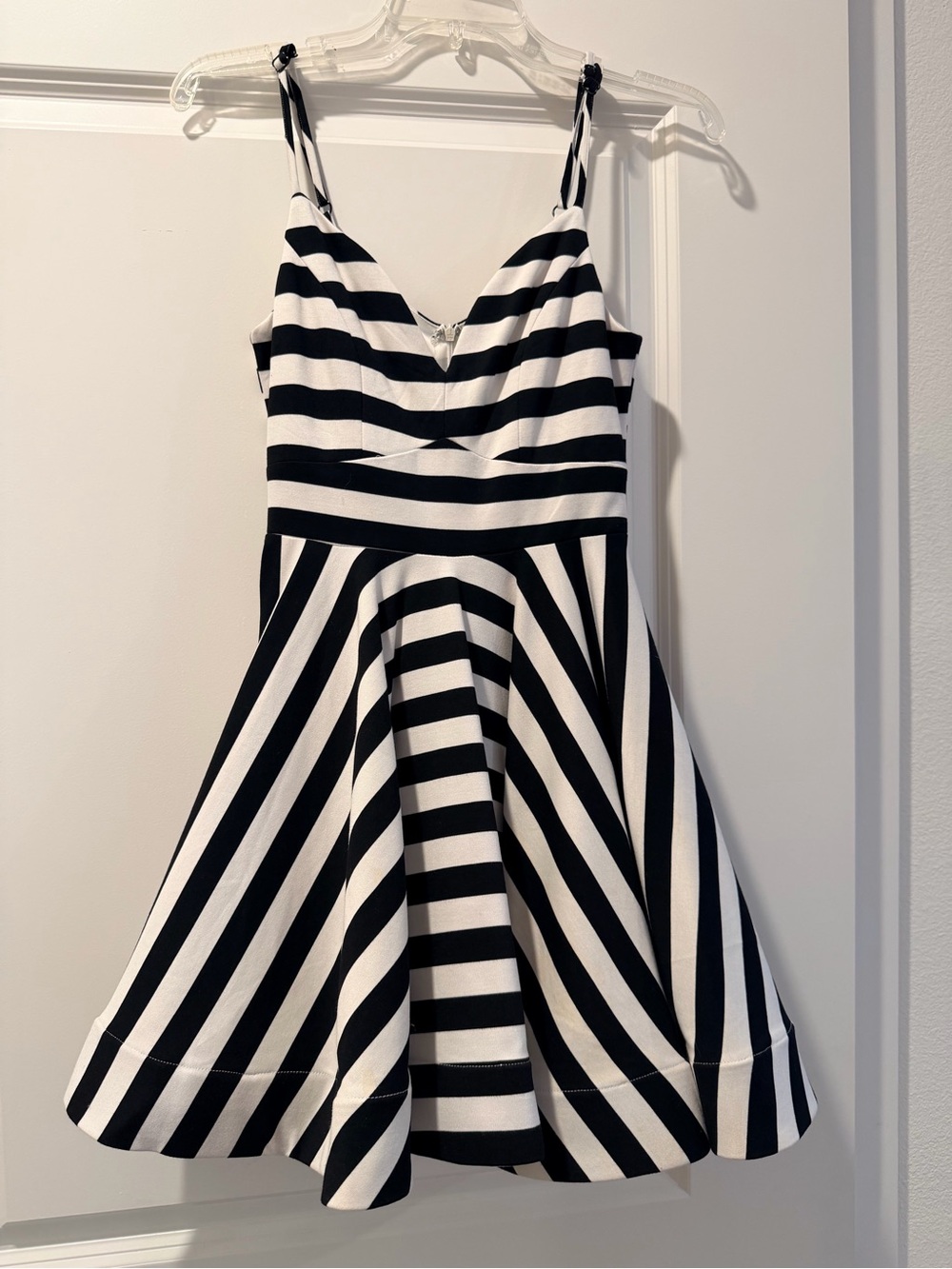 Black & White Striped Fit-and-Flare Dress
